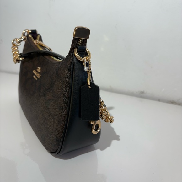 Coach Black and Brown Shoulder Bag with Gold Accents - Picture 2 of 6